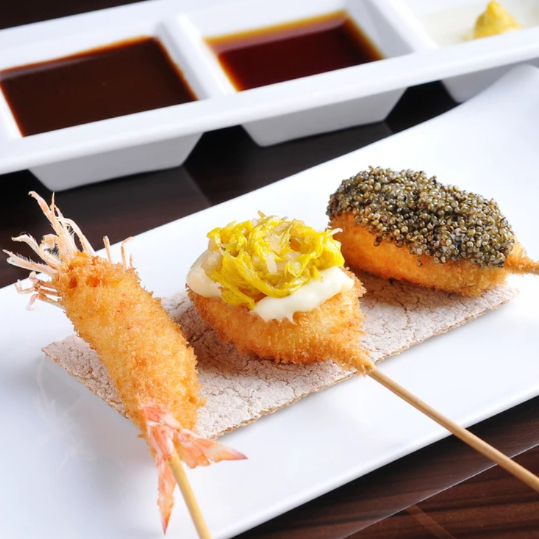 甘みと旨みが凝縮『活車えび』串揚げ