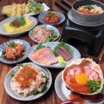 All seats are private ■ 120 minutes all-you-can-drink included ■ Shrimp and crab battle, luxurious tempura platter, kamameshi and other 9 dishes 5000 yen ⇒ 4000 yen