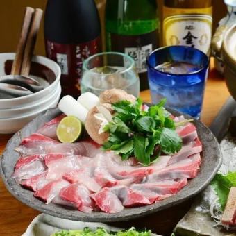 [Welcome/farewell party] Natural yellowtail shabu-shabu and fried Shinojima puffer fish course ★ 90 minutes all-you-can-drink included 7,000 yen (tax included)