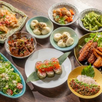 【平日限定　生付き飲み放題　4000円】全8品　格安満足コース