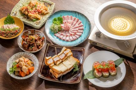 【生付き飲み放題 6000円 全6品】旬の寒ブリのしゃぶしゃぶコース