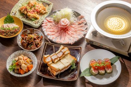 【生付き飲み放題 6000円 全6品】飛騨豚のしゃぶしゃぶコース