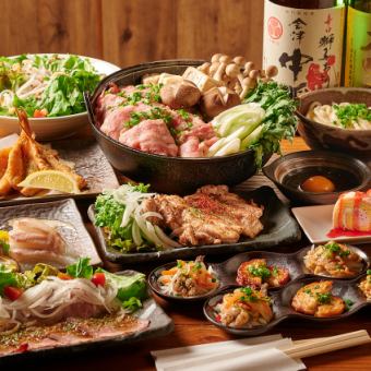 ☆Most popular for welcoming and farewell parties☆ [Seafood and local chicken] + Choice of hotpot "Toh Course" 9 dishes + 2.5 hours all-you-can-drink 3,990 yen