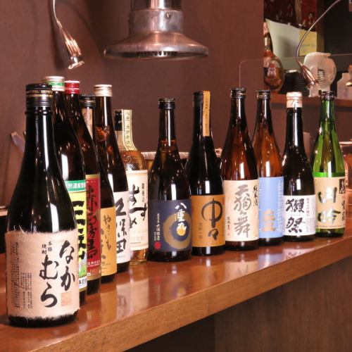 Various brands of sake, including local sake