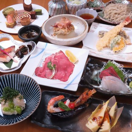 【個室確約】お祝い事やご接待におすすめ！旬の食材とお蕎麦の会席コース　『雅』　6600円