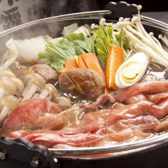 [Marbled domestic beef sukiyaki] Marbled domestic beef sukiyaki + all-you-can-eat 30 special dishes & all-you-can-drink 60 dishes ⇒ 4,820 yen