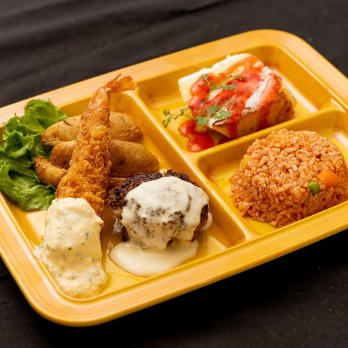 Children's cheese hamburger & fried shrimp