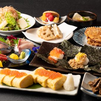【4000円コース】手羽餃子の甘辛焼きやカツオのたたき等全7品2時間飲み放題付き《粋コース》
