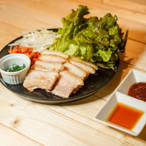 豚バラの塩焼き薬味味噌添え～サムギョプサル風～