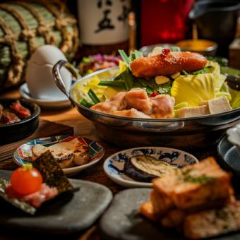 《3月》【宴～UTAGE～】博多郷土と名物もつ鍋とゴマサバ♪全9品◎2時間飲み放題　5000円