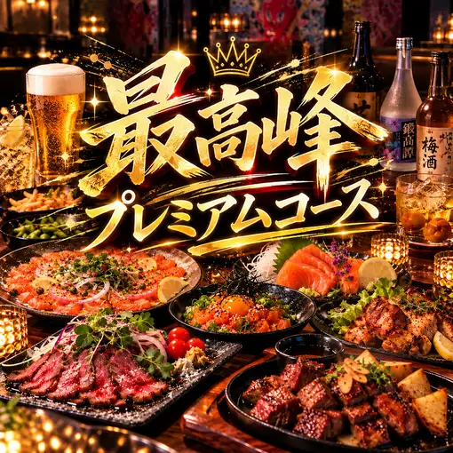 「2.5hプレミアム食べ飲み放題」サイコロステーキ&ローストビーフ☆SWEETSも食べ放題→5000円