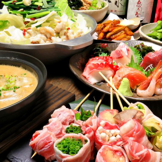 Limited from April to June! [No hot pot! Standard sashimi and skewered course ☆] 9 dishes with 2 hours of all-you-can-drink included 4,500 yen ⇒ 4,000 yen