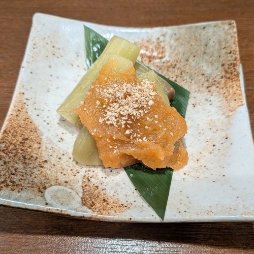 冷やし茄子の田楽味噌掛け