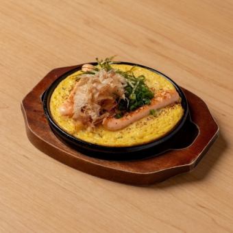 鶏皮シークァーサーポン酢/山芋明太鉄板焼き