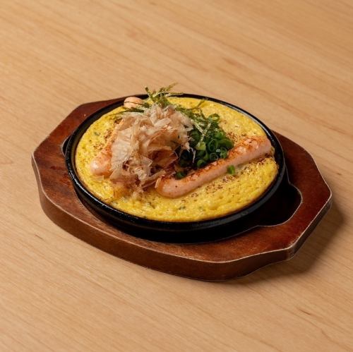 鶏皮シークァーサーポン酢/山芋明太鉄板焼き