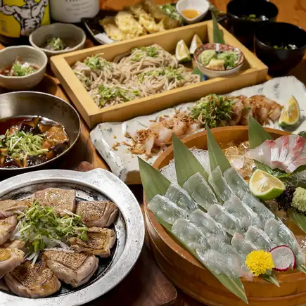 Limited-time year-end party course on December 24th and 25th ☆ A standard course featuring flounder sashimi, sesame yellowtail, our famous chicken tempura, and more.