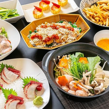 [150 minutes all-you-can-drink included] 8 dishes including Oyama chicken and a choice of hotpots for 5,000 yen (tax included)