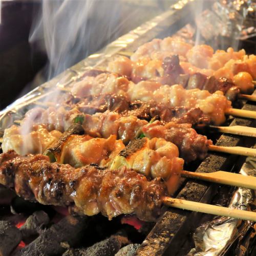 【各種宴会におススメ!2時間飲み放題がついた炭火焼き鳥コース!】