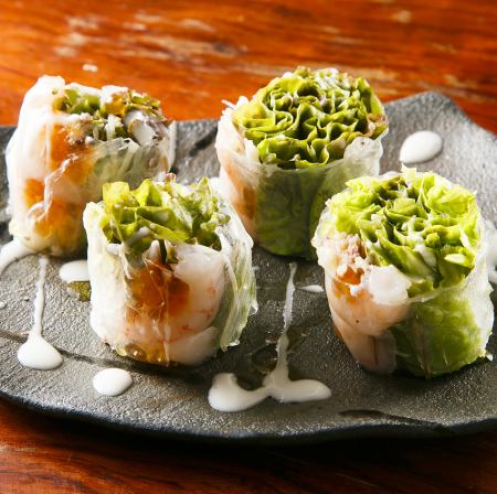 甘エビとイクラの生春巻き