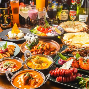 【2時間食べ飲み放題】〈全40品〉インド＆タイ食べ尽くしプレミアコース！！●4,980円→3980円