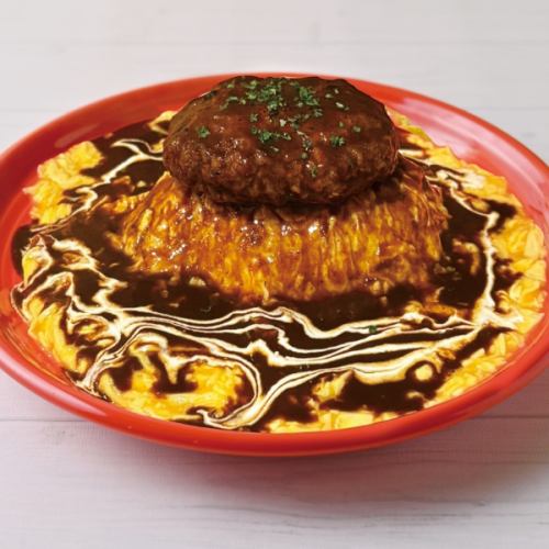 オムロコ(デミグラスチーズソースハンバーグのオムライス)