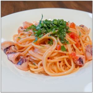 明太子とヤリイカのパスタ