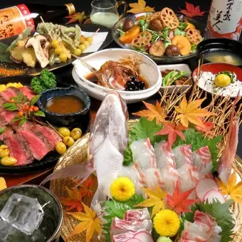 [Recovery Weekend Discount] Whole sea bream sashimi & beef sirloin steak included! 120-minute all-you-can-drink + 8 dishes 5000 → 4500 yen (tax included)
