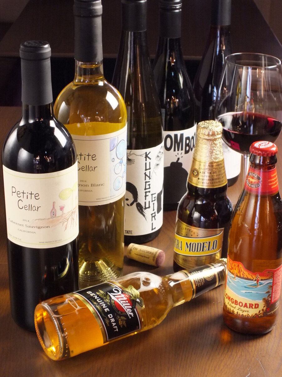 ワインやカクテル等メニューも多数！飲み放題全50種類以上！