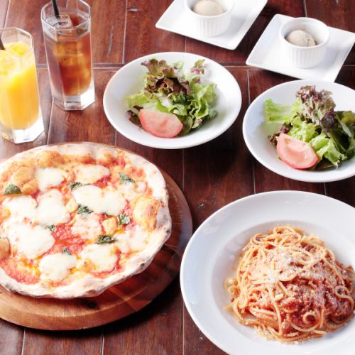 ピッツァ＆パスタのペアランチセット【２名様分で2,980円】