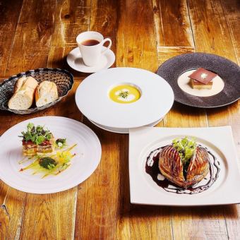 【ディナー】こだわりの選べる前菜・メイン料理にデザートなど全4品「プリフィックスコース」