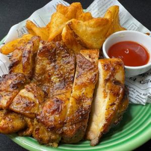 Jerk chicken + fries