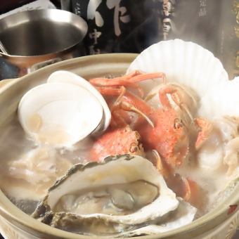 <12/1~12/29>◇120 minutes all-you-can-drink included◇Kaien specialty!! Hearty earthenware pot sake steamed course 6,000 yen (tax included)