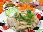 Khao man gai (chicken topped rice)