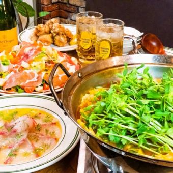 【芯からポッカポカ】5019特製具だくさんトマト鍋とお酒が進む逸品♪2時間飲み放題付きコース