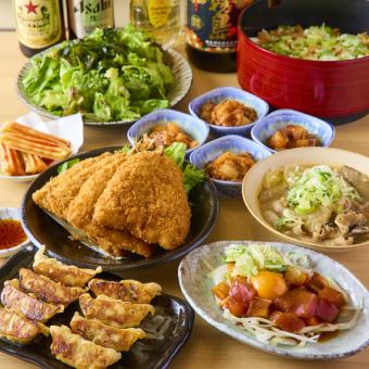 【人気NO.1◎】餃子ともつ煮◎『ごくらくコース』3H生付き飲み放題+全8品・5000円⇒4000円