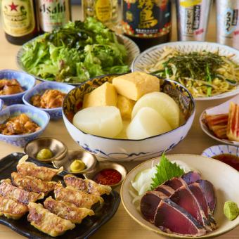 【コスパ最強◎】おでんと餃子◎『お手頃コース』2H生付き飲み放題+全7品・4500円⇒3500円