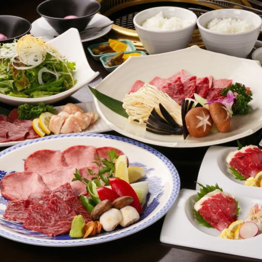 ◆~雅~◆≪简易烤肉/生鱼片套餐≫10道菜品5,500日元