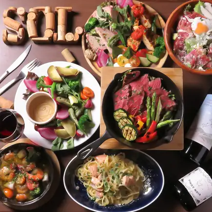 ≪日~木≫★2時間飲み放題付【SOLスペシャルコース】牛ハラミステーキ等全9品5000円(税込)