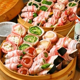夏限定♪【生ビール付3H飲み放題】野菜巻き串や焼き鳥、肉寿司等45品食べ放題【4480円→3480円】