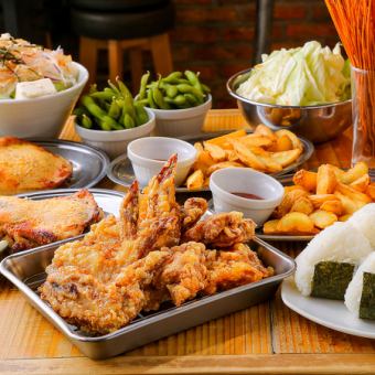 自慢のからあげと骨付鳥付き がブリチキン。お試しコース 全9品2,980円2H飲み放題付