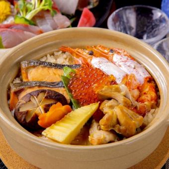 【リニューアルオープン特別価格】3H飲み放題 季節の土鍋ご飯など平日限定コース￥5000→￥4000 