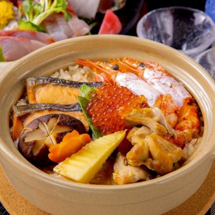 【リニューアルオープン特別価格】3H飲み放題 季節の土鍋ご飯など平日限定コース￥5000→￥4000 