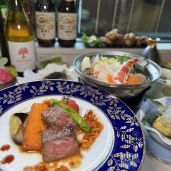 [90-minute all-you-can-drink included] Recommended for New Year's and year-end parties! "Crab hotpot & Wagyu steak course: 8 dishes in total"