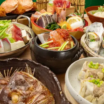 【極上の宴！】鯛のあら炊きや海鮮ちゃんこ鍋、海鮮釜飯まで♪2h飲み放題付◆極コース5000円