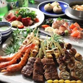 A little luxury♪ 2 hours all-you-can-drink◎ [Wagyu beef skewers and carefully selected skewers & sashimi platter] Luxury course 6600 yen