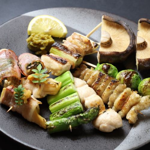Carefully grilled skewers