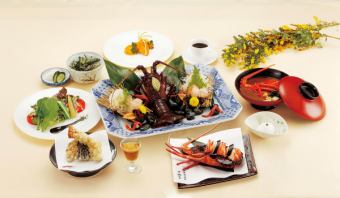 仅限午餐【翡翠】活龙虾、天妇罗、时令烧烤等10道菜品。