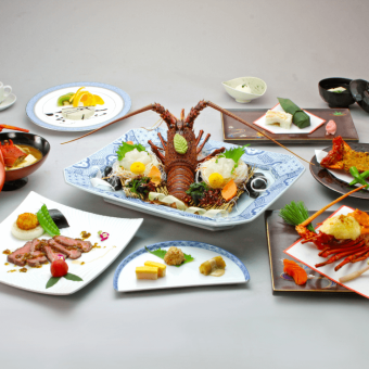 Face-to-face meeting plan [Kotohogi] Exclusively for Yuino face-to-face meetings, 11 dishes including live lobster sashimi and deep-fried shells.