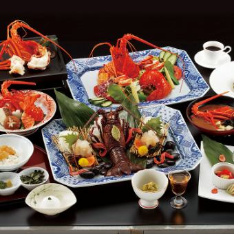 [Takarabune] A total of 12 luxurious dishes, including grilled spiny lobster, nigiri sushi, and live sashimi