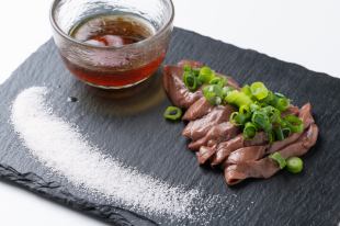 Raw horse liver sashimi